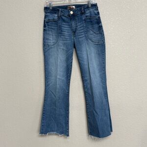 KUT From The Kloth Ana High Rise Fab Ab Patch Pocket Flare Jeans Blue 6